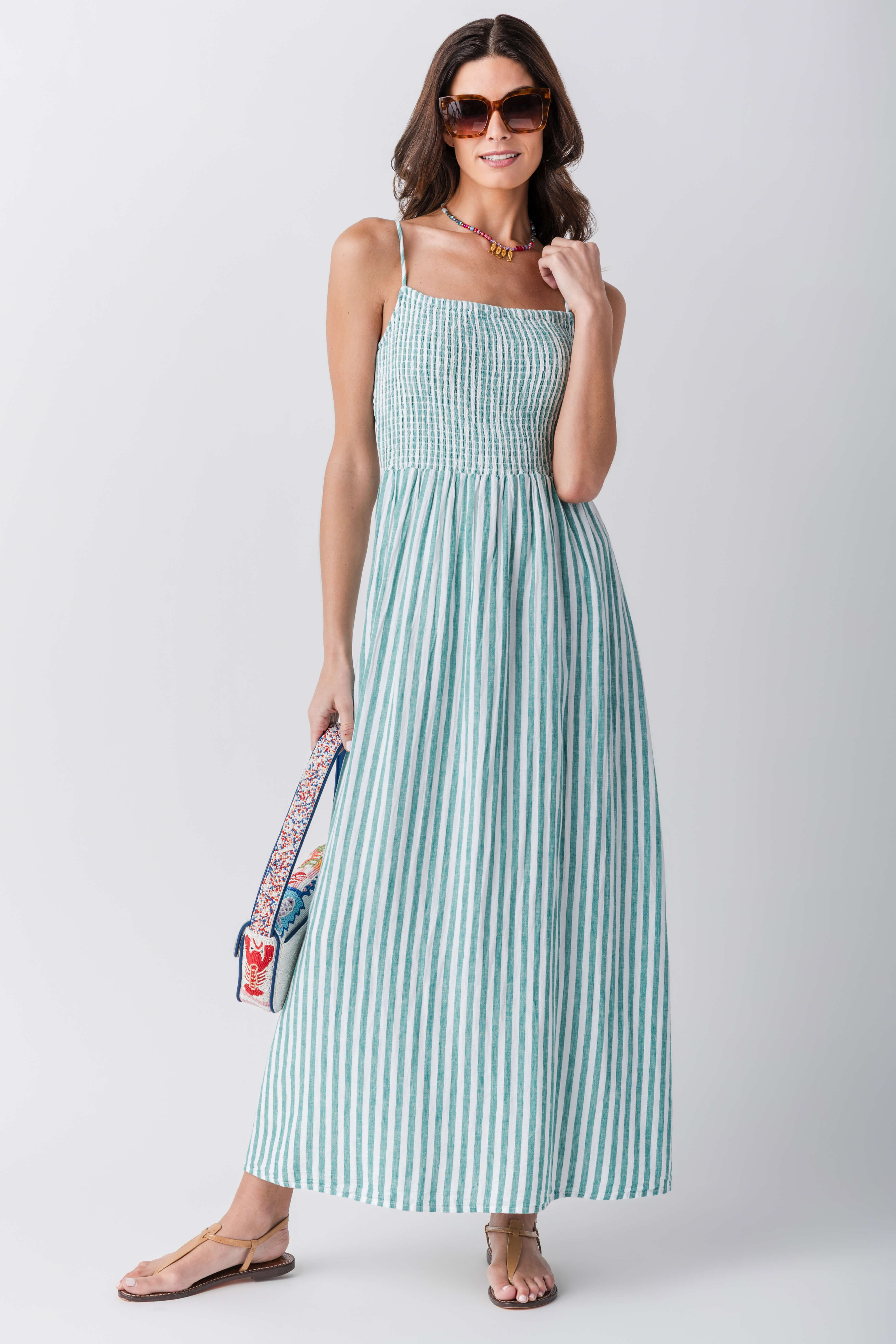 Z Supply Bayside Striped Midi Dress La Palma / L