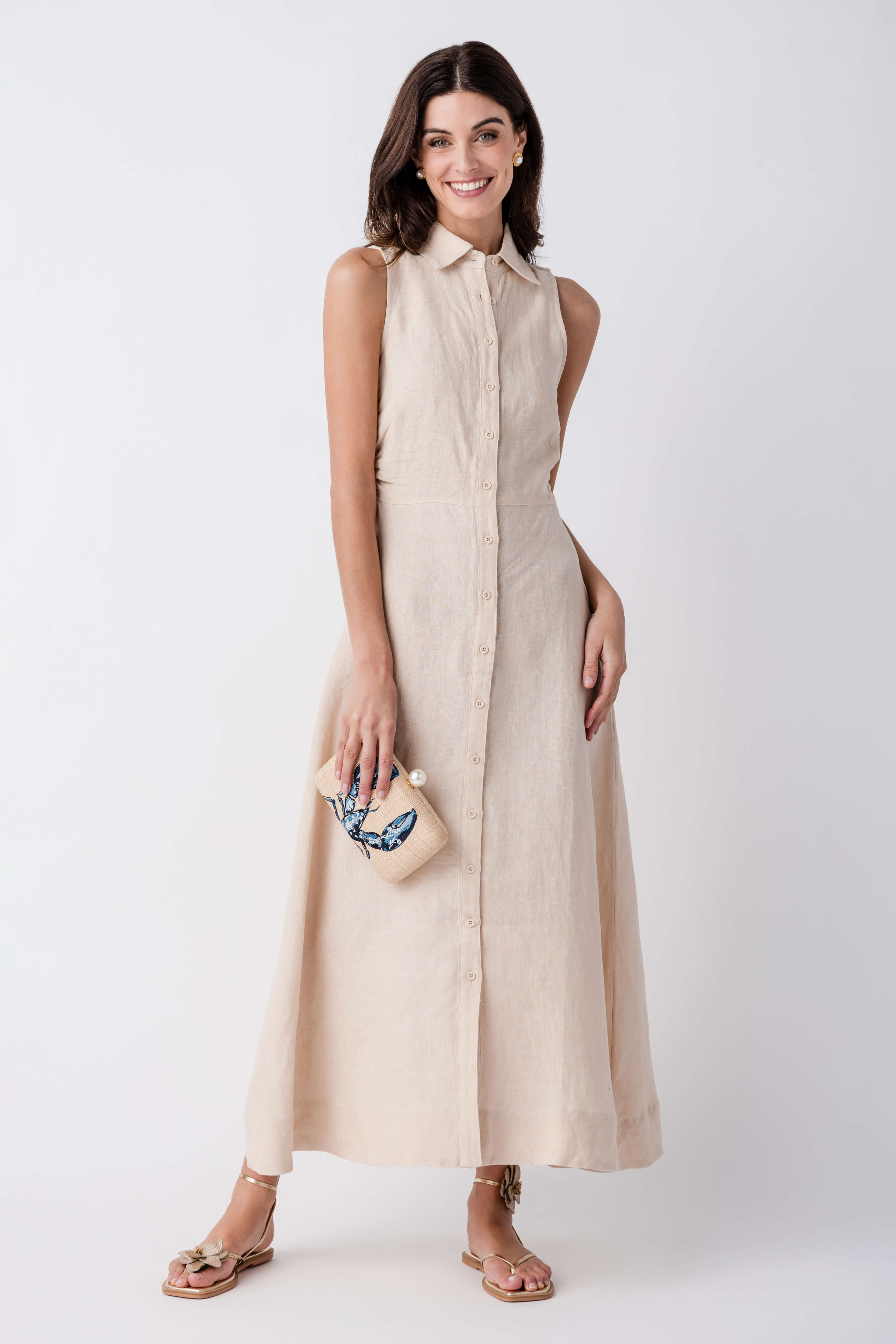 olivaceous maxi dress Olivaceous Aimme Linen Maxi Dress Navy / Large