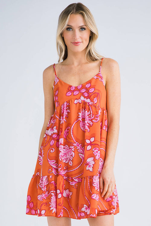 Bucketlist Ruffled Hem Floral Print Mini Dress