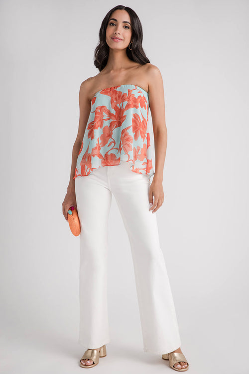 Olivaceous Chiffon Strapless Top