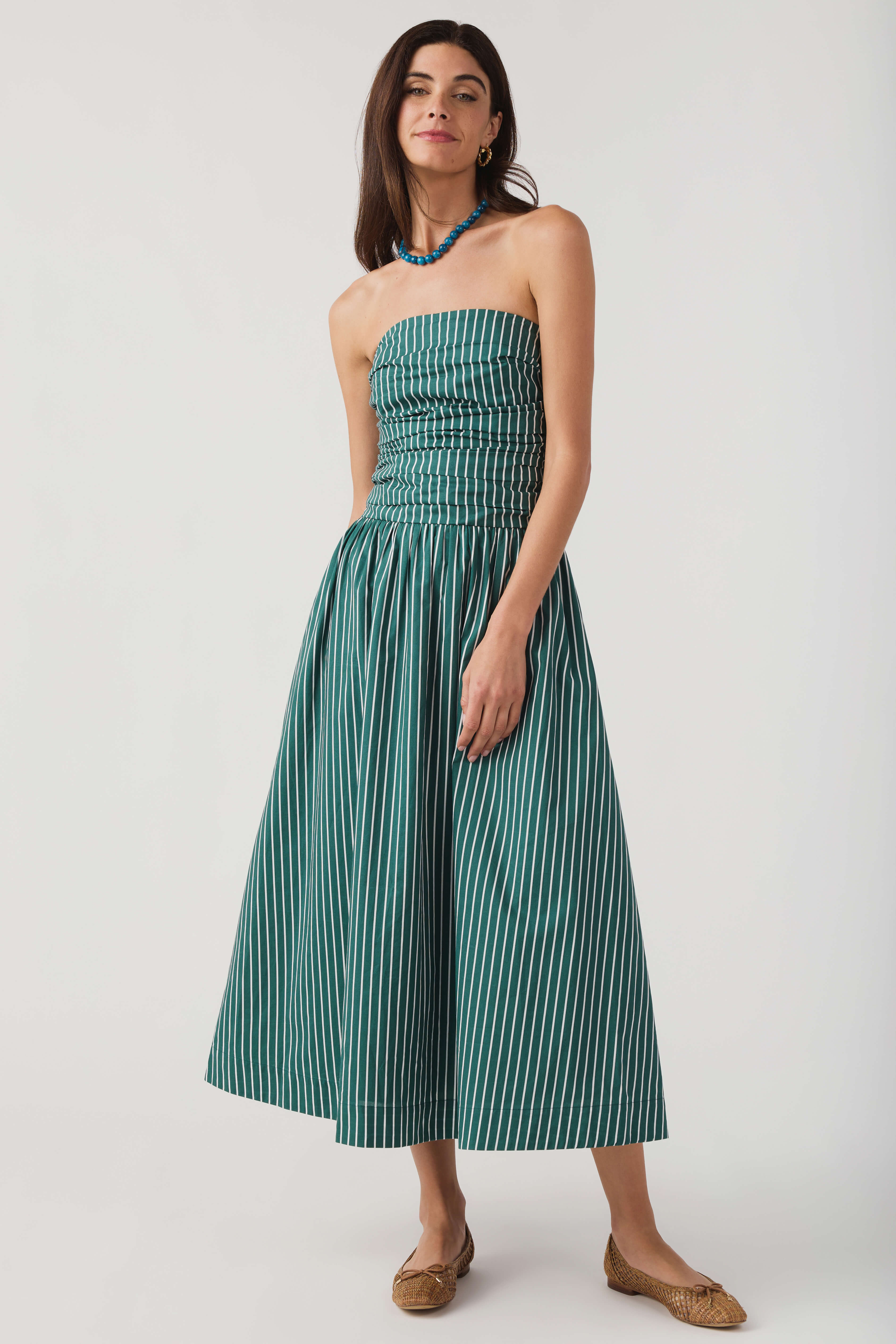 green striped strapless dress Pinch Hunter / Medium maternity outfit girl quality cotton knit that Tiana: blue princess version Size:40/34