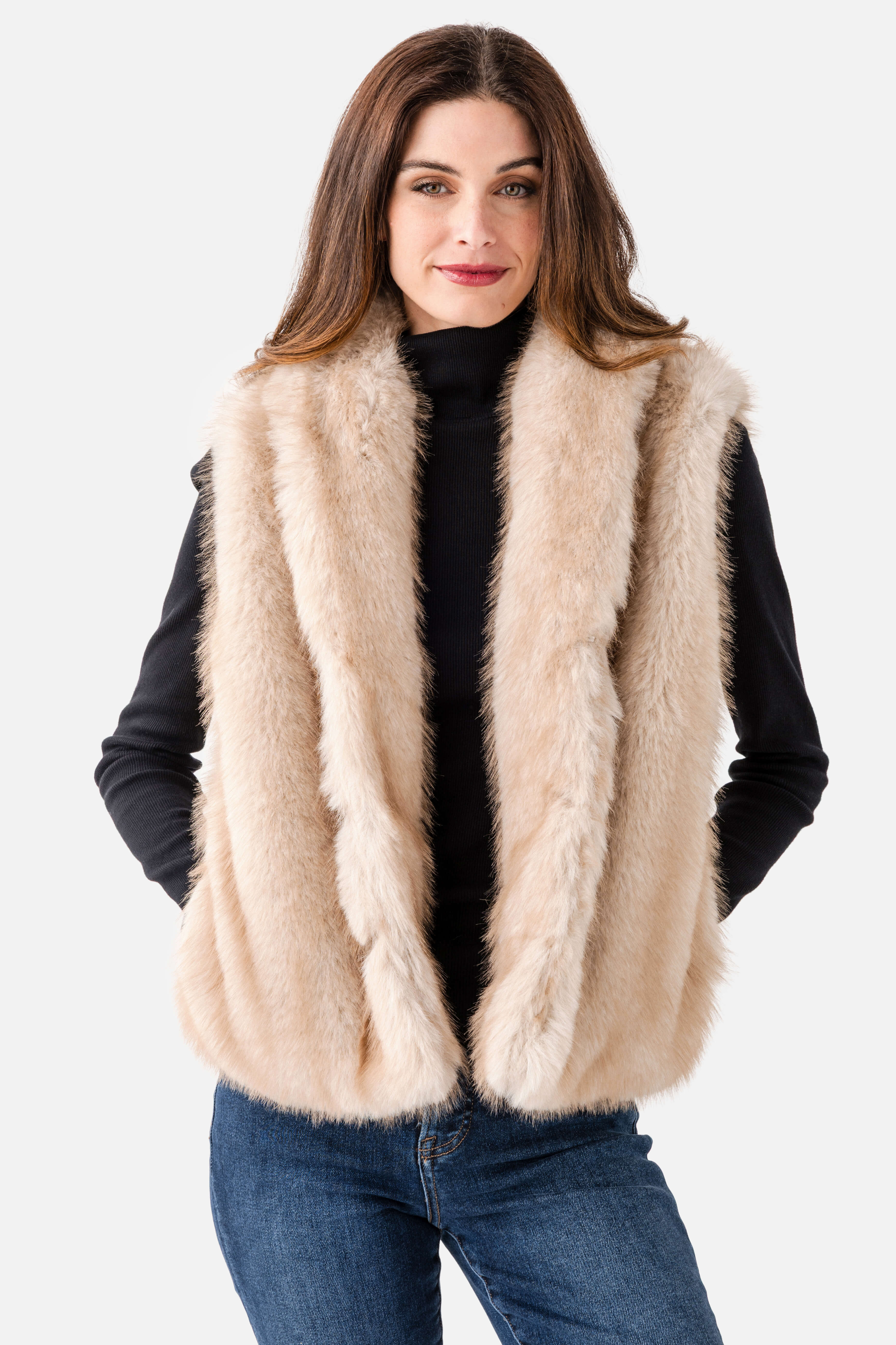 Dress Forum Faux Fur Vest French Stone / Large