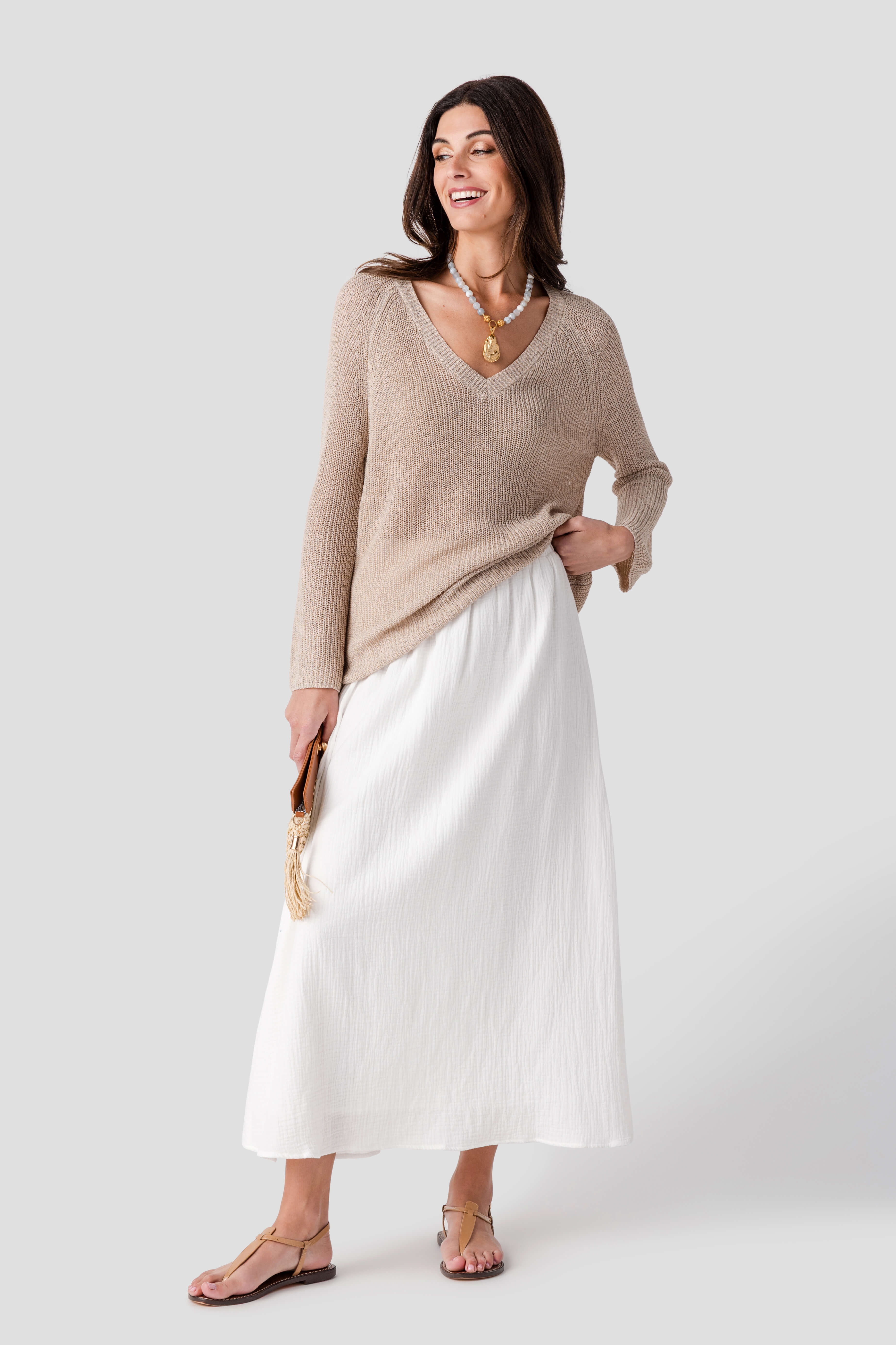 dress forum clothing Dress Forum Lightweight V-Neck Sweater Mocha Olive / Large
