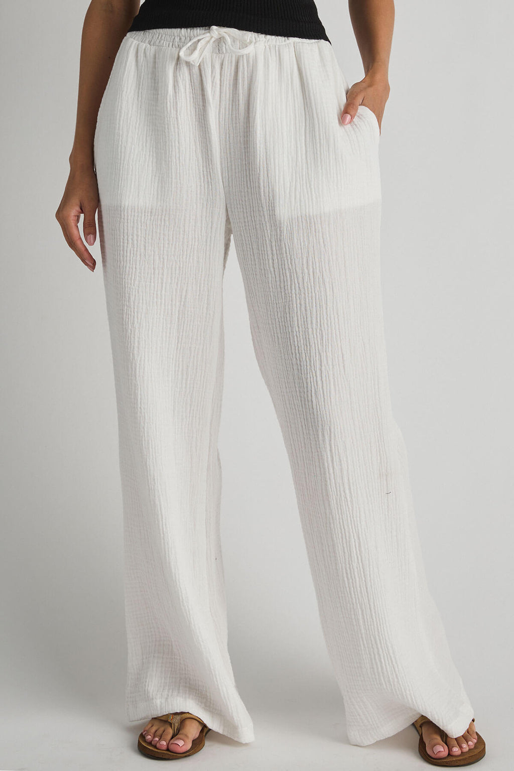 Soft Surroundings, Pants & Jumpsuits, Nwt Soft Surroundings Oceo Gauze Wide  Leg Pants Sz 3x White Ivory Pearl