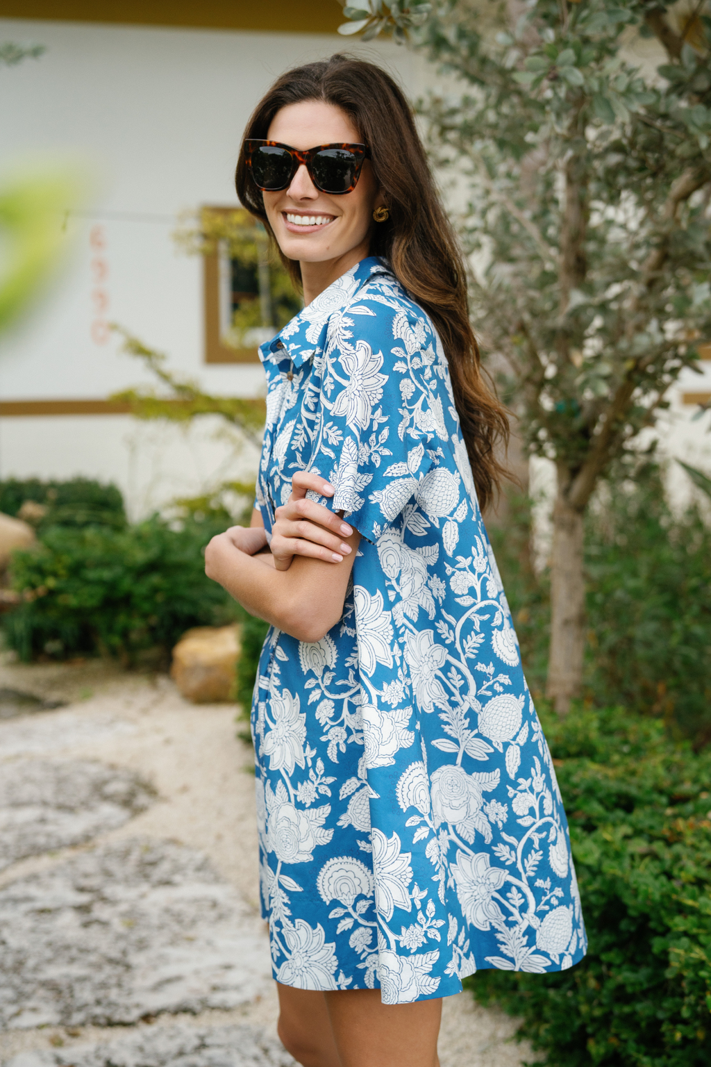 Fate Blue Botanical Shirt Dress