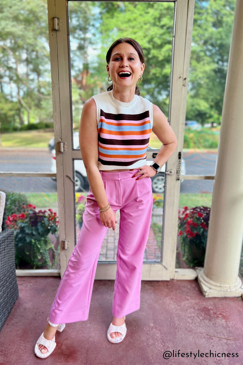 THML Striped Sleeveless Sweater