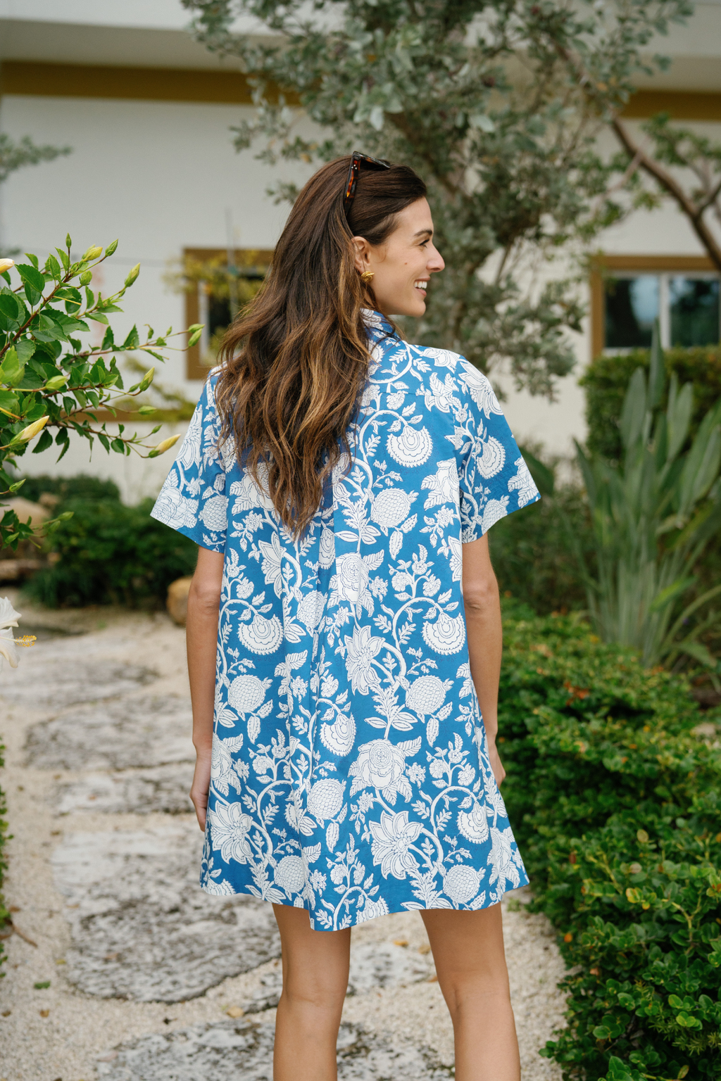 Fate Blue Botanical Shirt Dress