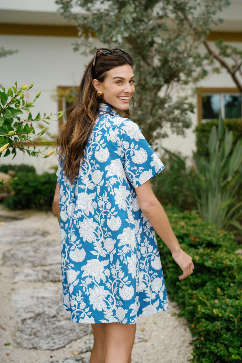 Fate Blue Botanical Shirt Dress