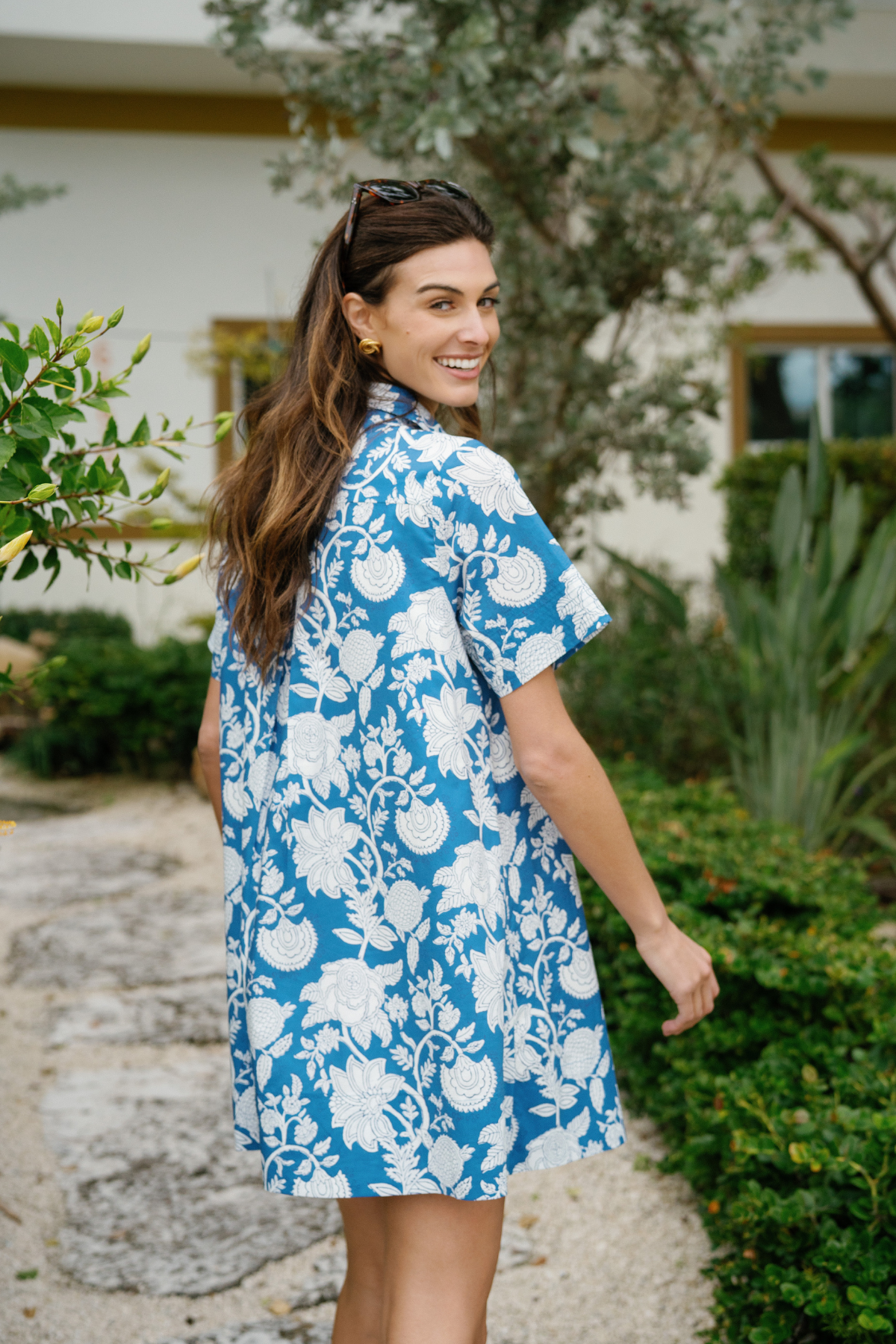 Fate Blue Botanical Shirt Dress