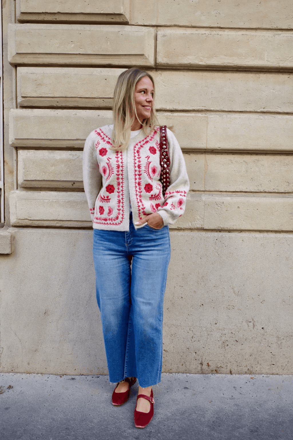 Strut & Bolt Embroidered Knit Cardigan