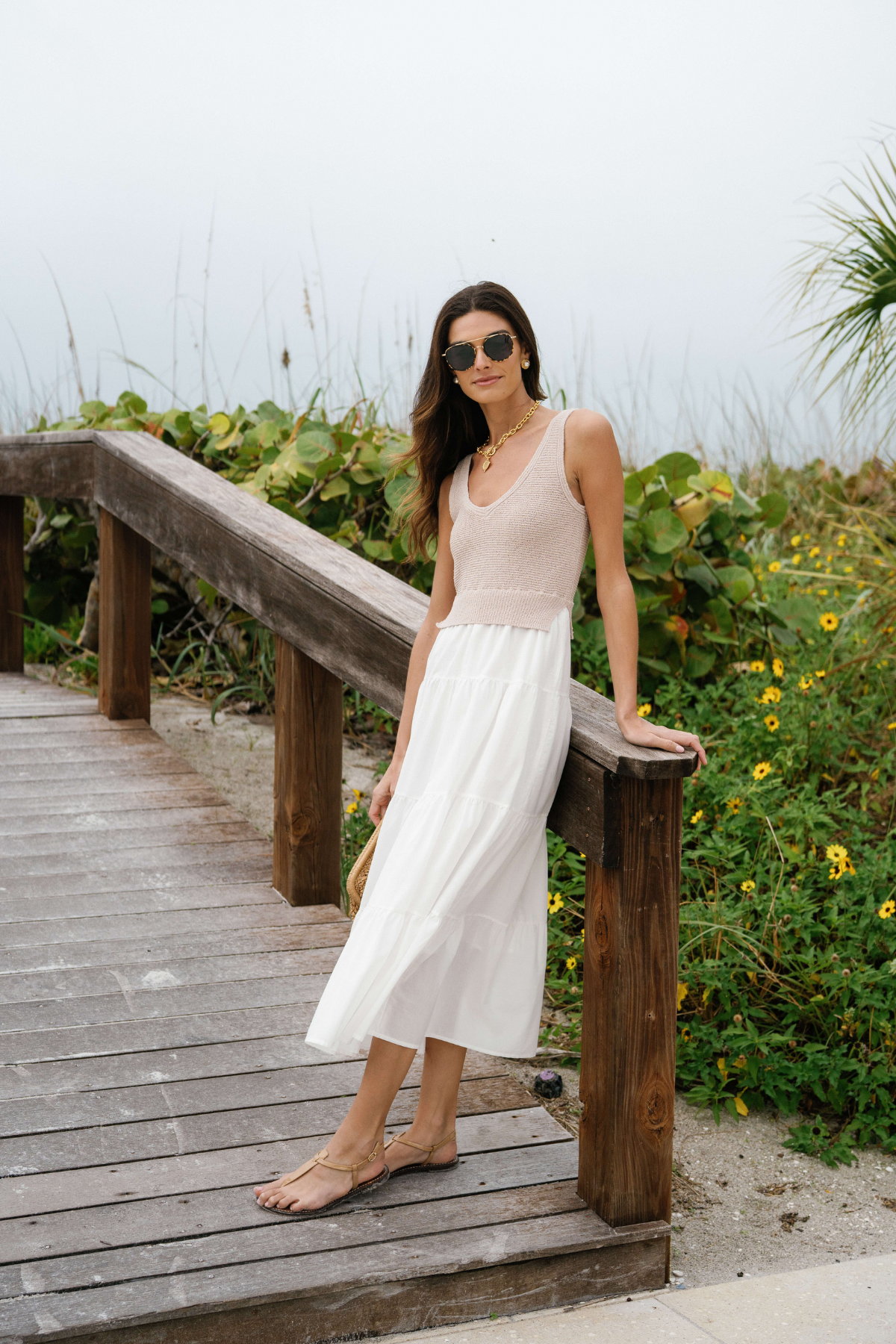 Elan Mixed Media Maxi Dress