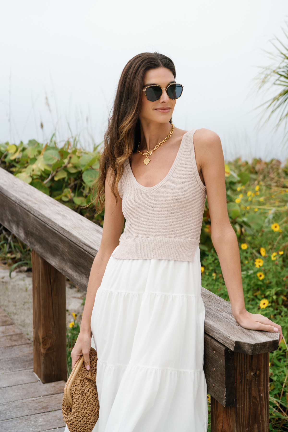 Elan Mixed Media Maxi Dress