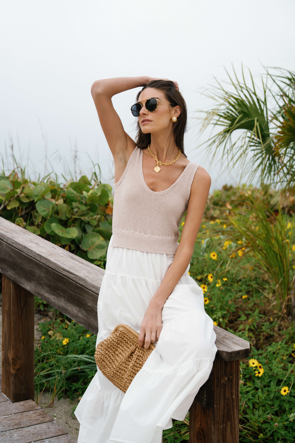 Elan Mixed Media Maxi Dress