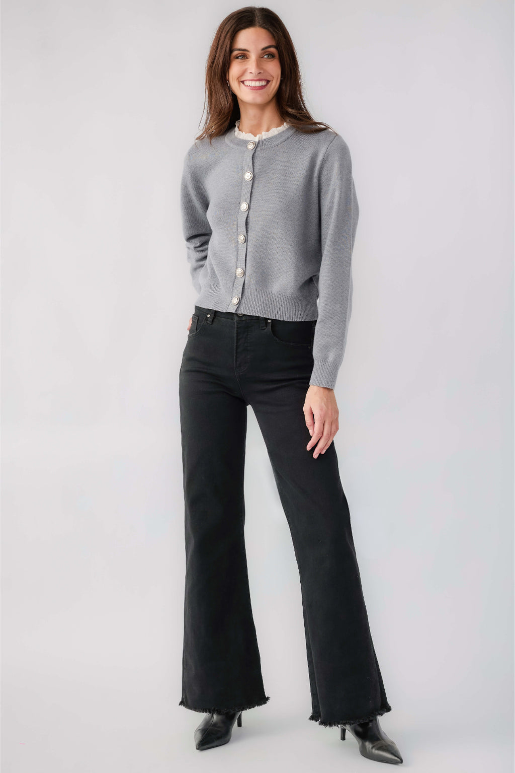 Risen Elliot High Rise Raw Hem Wideleg Jeans