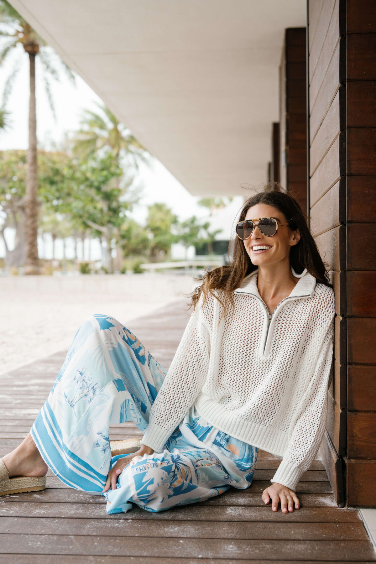 Vintage Havana Open Knit 1/4 Zip Sweater