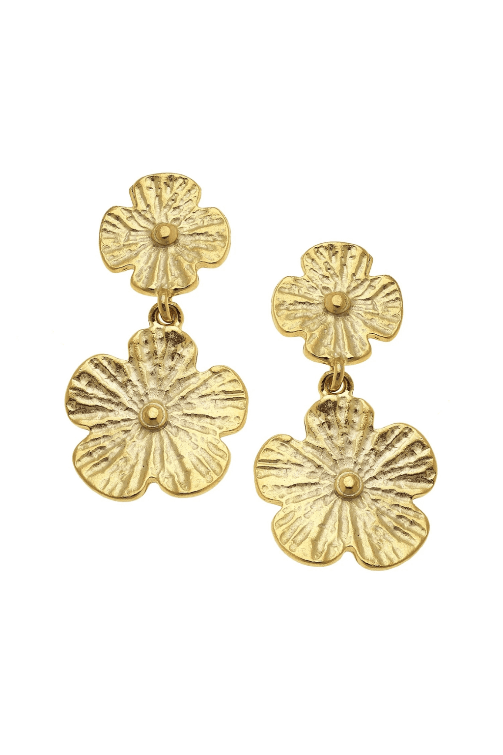 Susan Shaw Gold Double Flower Earrings