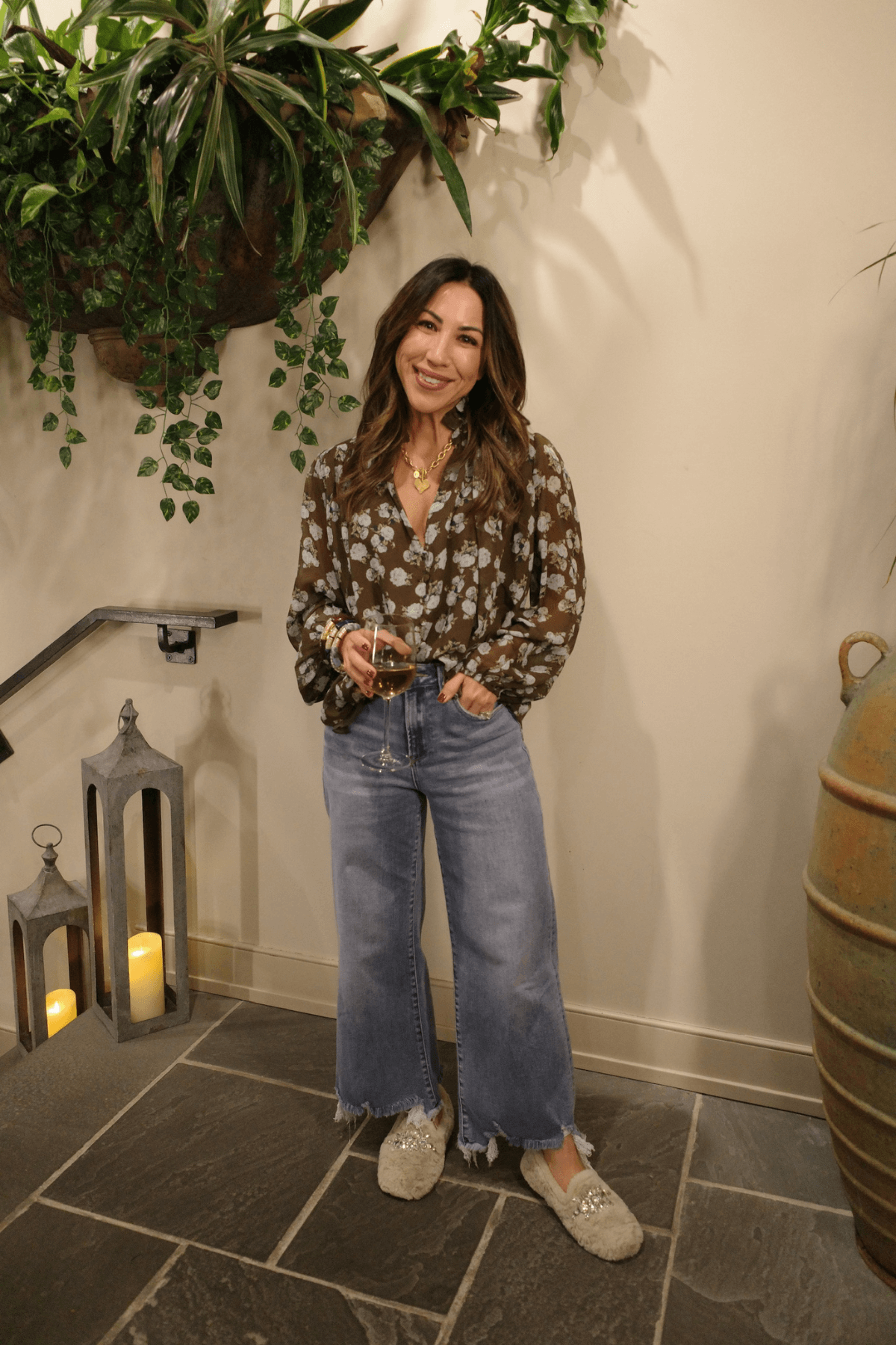 Risen Bobbie Rise Step Hem Crop Wide Leg Jeans