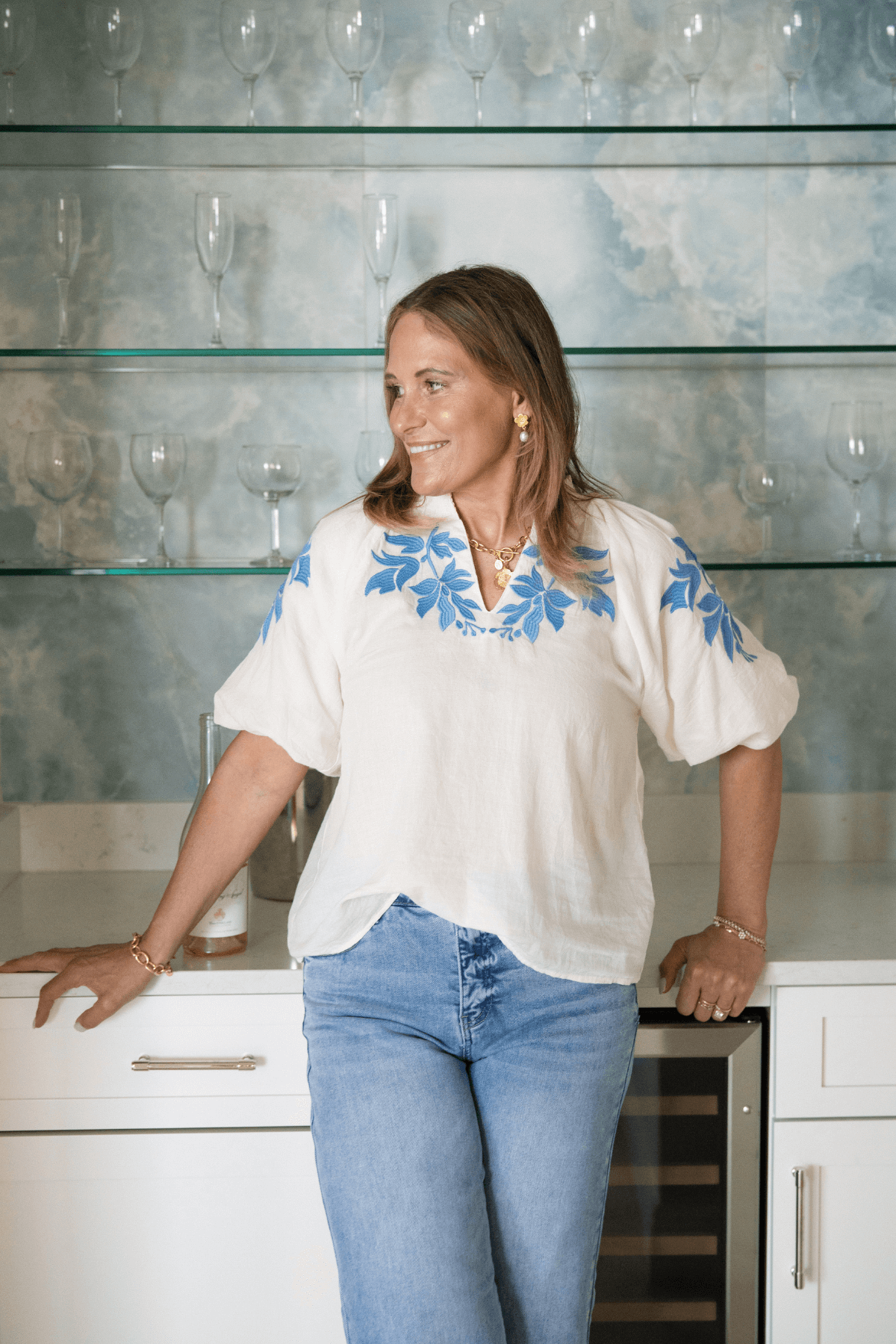 THML Yana Puff Sleeve Embroidered Top – Social Threads