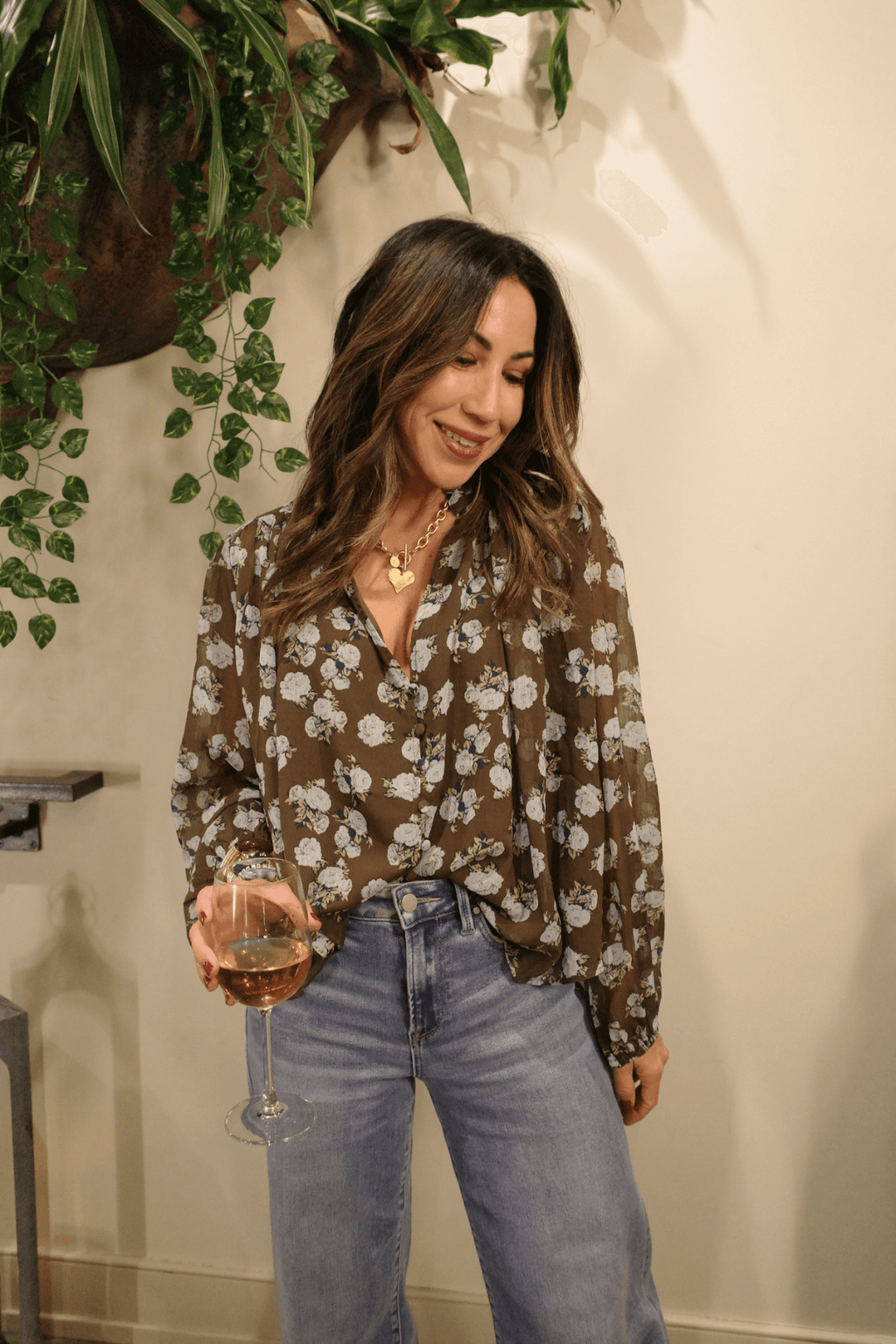 Fate Printed Button Front Top