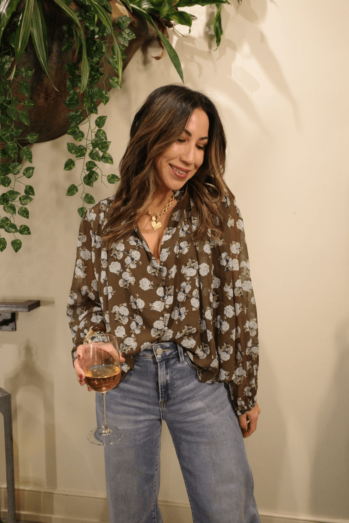 Fate Printed Button Front Top