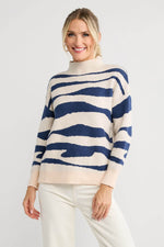 THML Zebra Pattern Mockneck Sweater