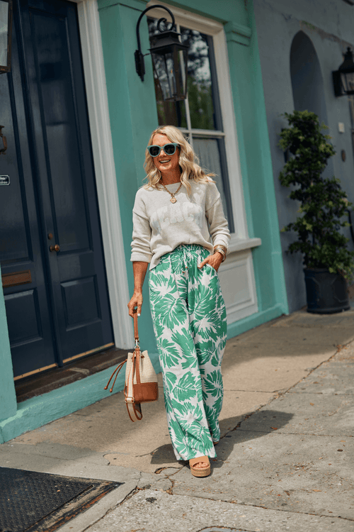 By Together Palm Print Drawstring Pants