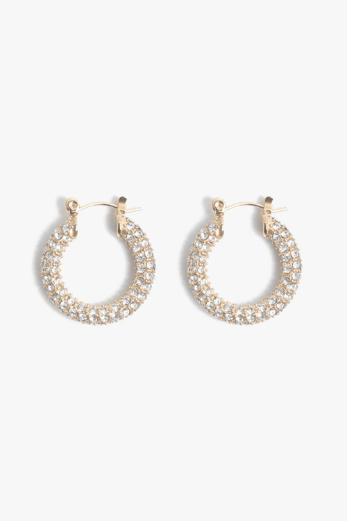 Marrin Costello Audrey gold hoop earrings with clear stones