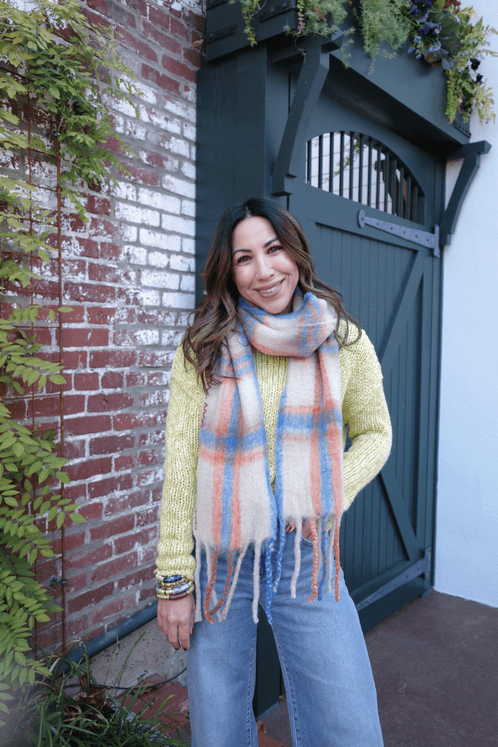 Free People Highland Plaid Skinny Scarf