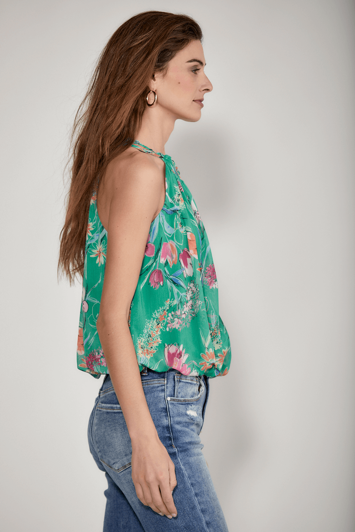 Fate Halter Printed Bubble Waist Top