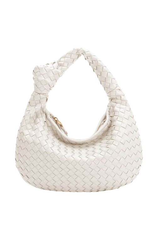 Melie Bianco Knotted Woven Vegan Leather Small Bag