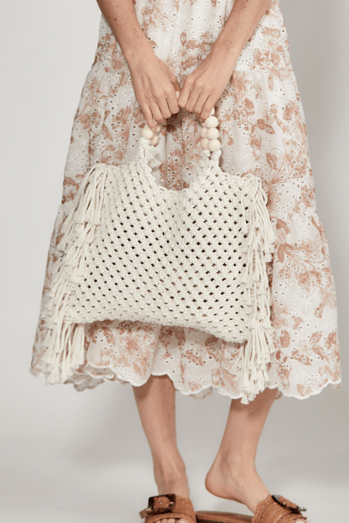 Melie Bianco Lithbet Crochet Fringe Beach Bag