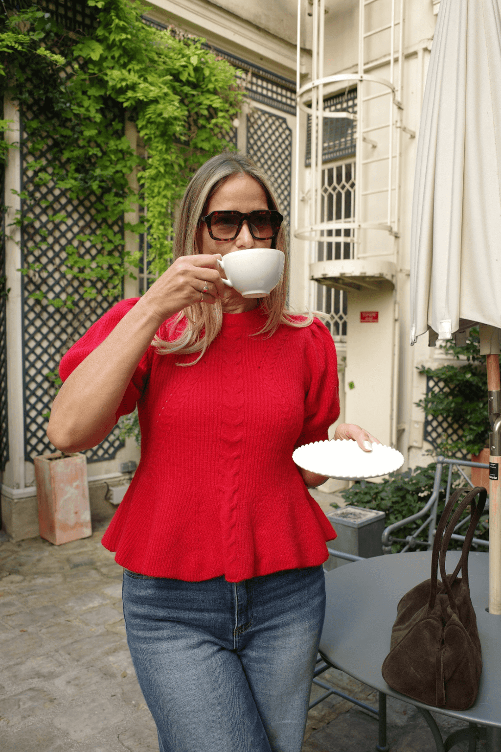 Strut & Bolt Flared Puff Sleeve Knit Top