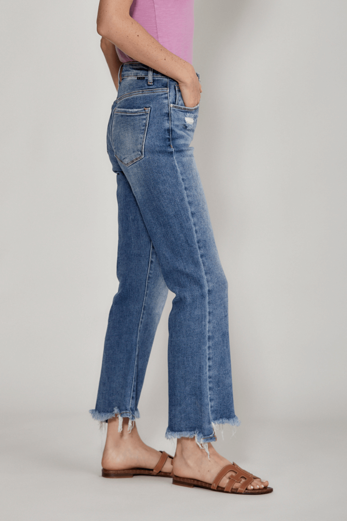 Risen Paige High Rise Distressed Kick Flare Jeans