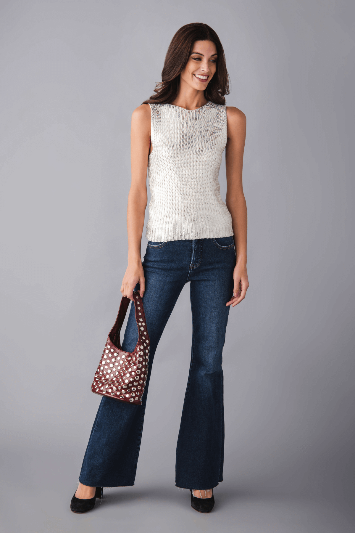 Elan Lurex Knit Sleeveless Top