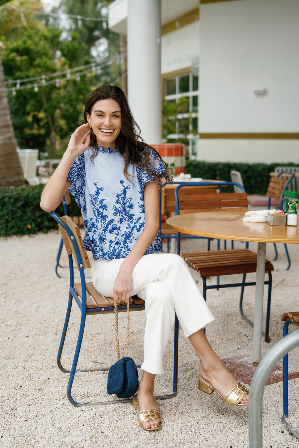 Fate Embroidered Ruffle Sleeve Top