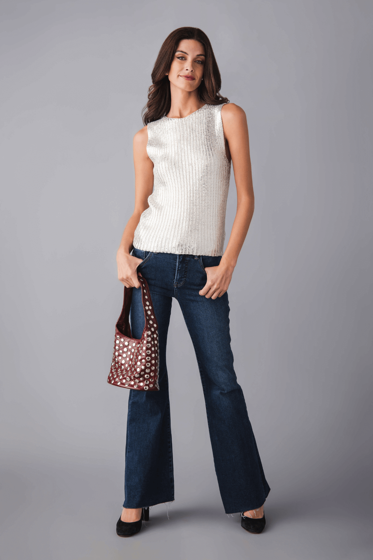 Elan Lurex Knit Sleeveless Top