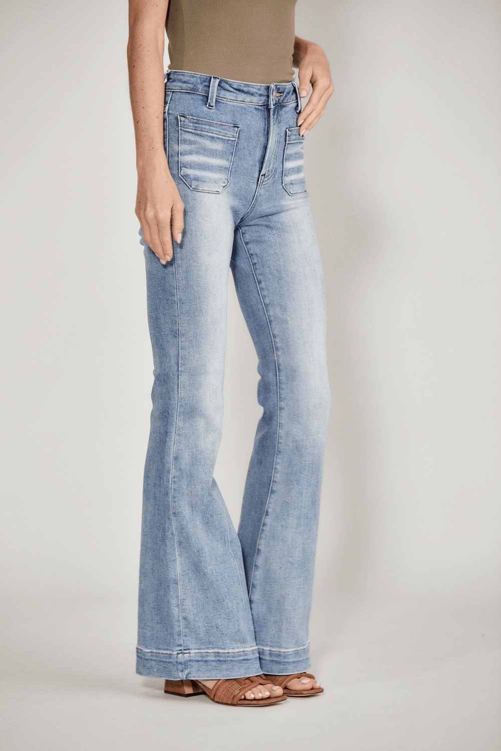 RISEN Dusk and Summer Patch Pocket Flare Jeans (0-3X)