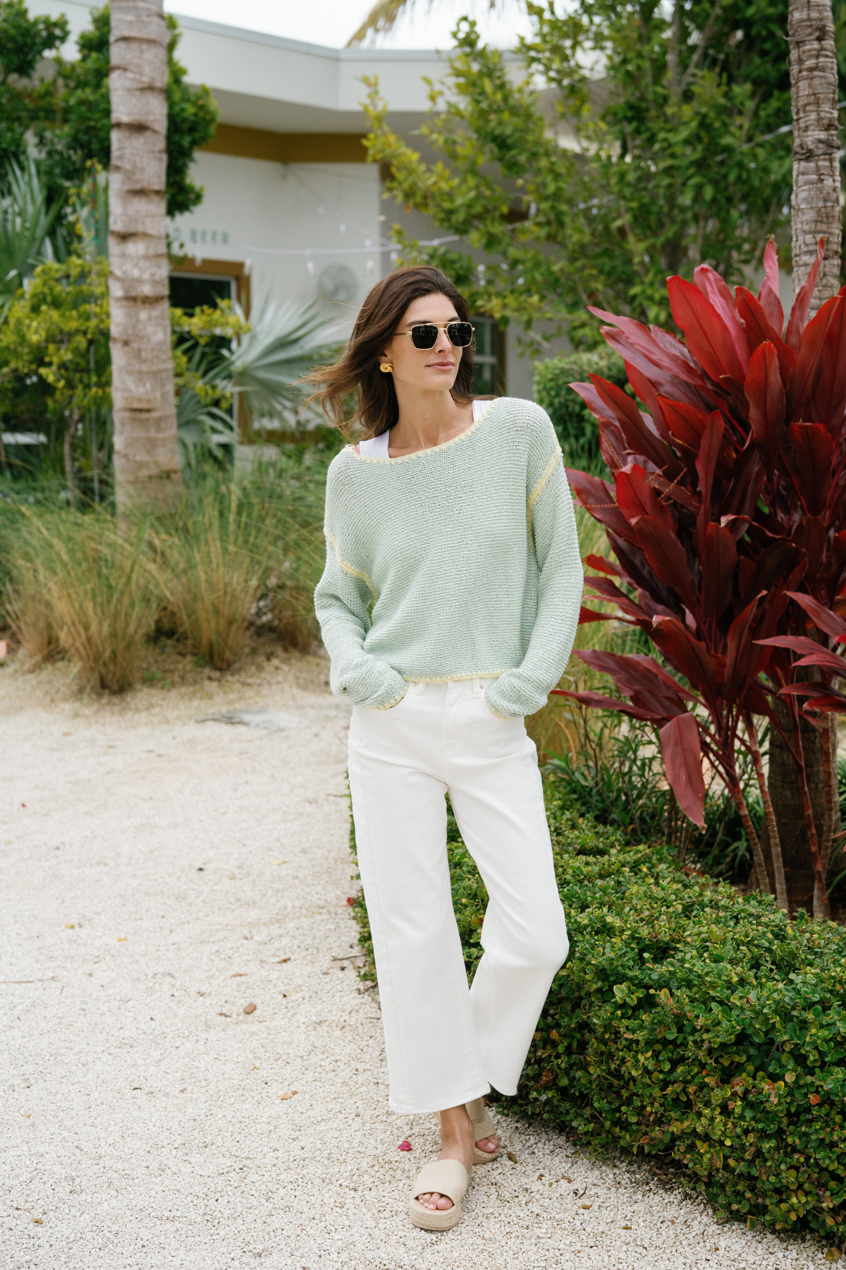 By Together Contrast Stitch Crochet Sweater