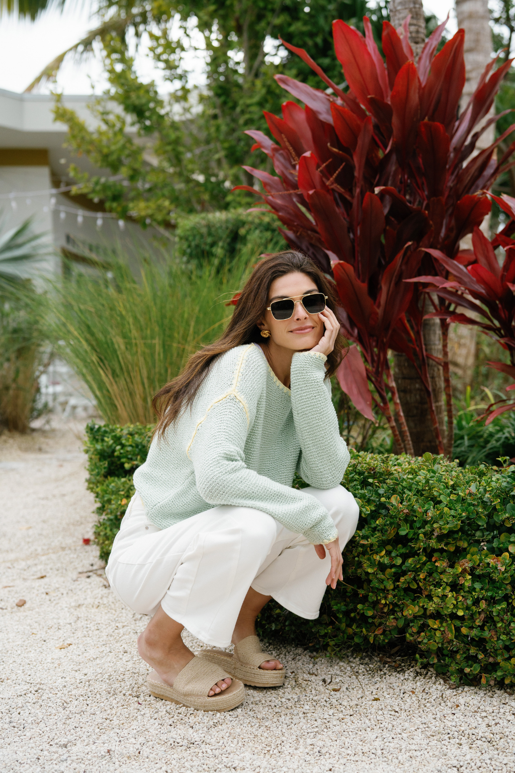 By Together Contrast Stitch Crochet Sweater