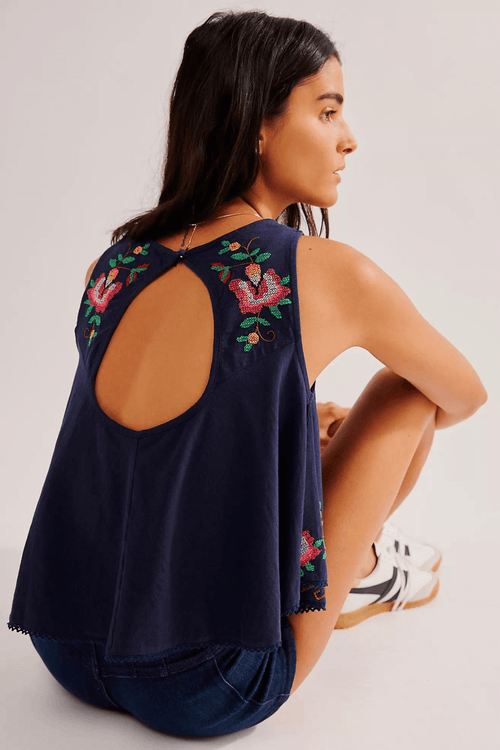 Free People Fun and Flirty Embroidered Tank