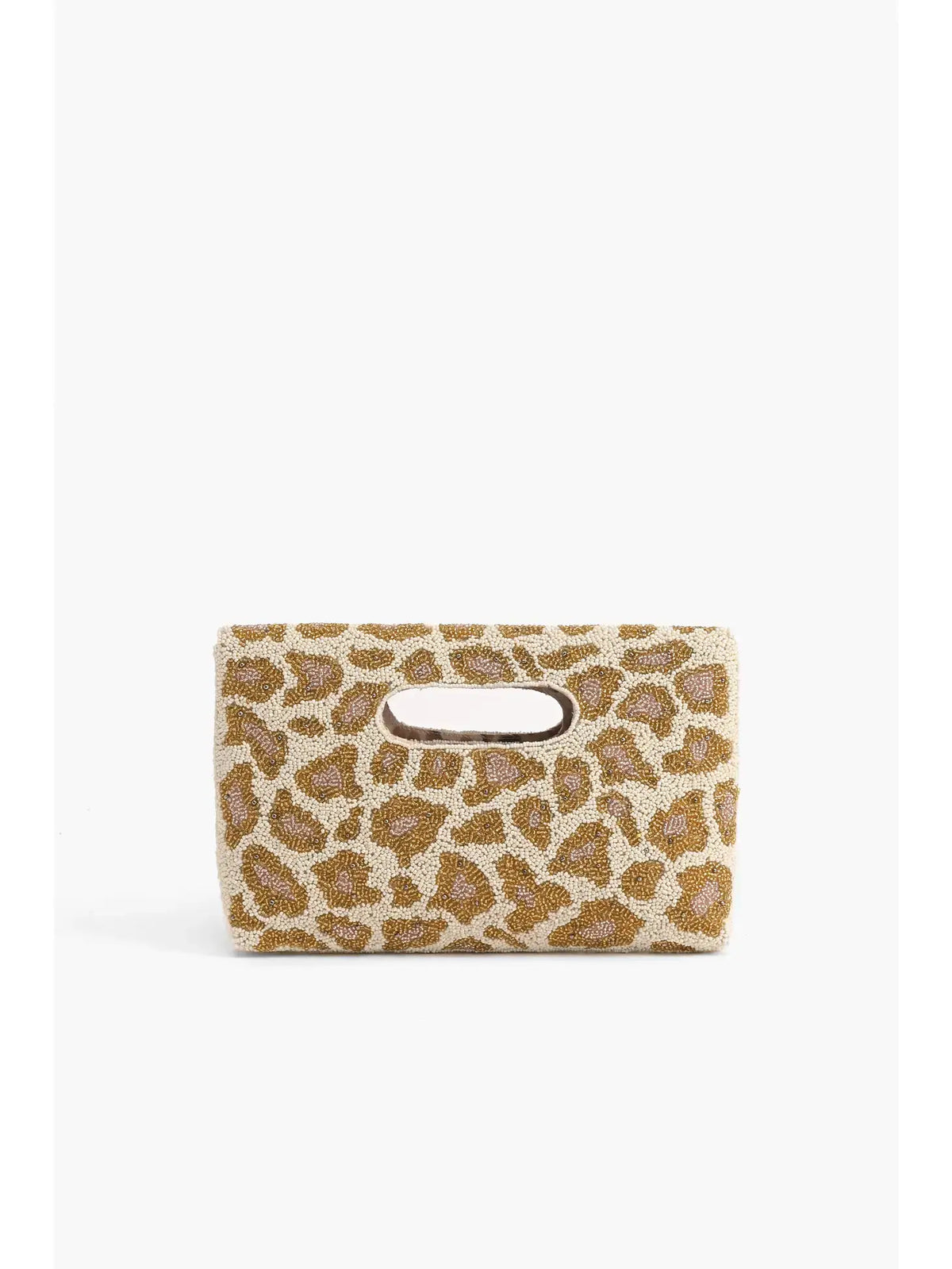 America and Beyond Rose Gold Leopard Clutch