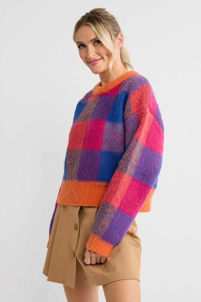 By Together Plaid Crewneck Sweater