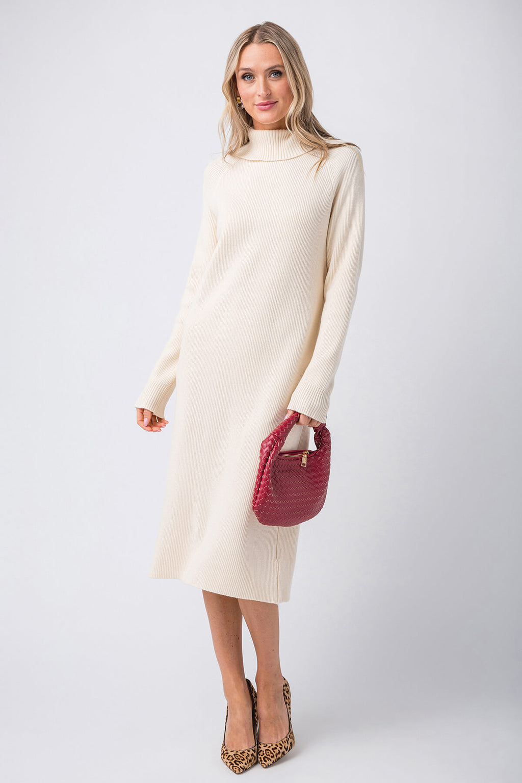 Mystree Turtle Neck Midi Sweater Dress