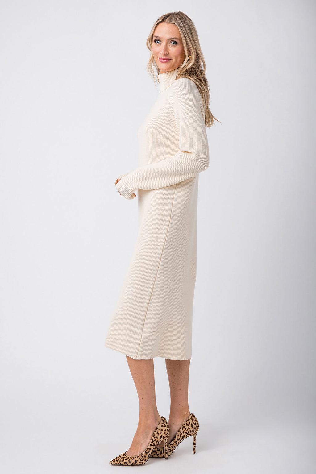 Mystree Turtle Neck Midi Sweater Dress