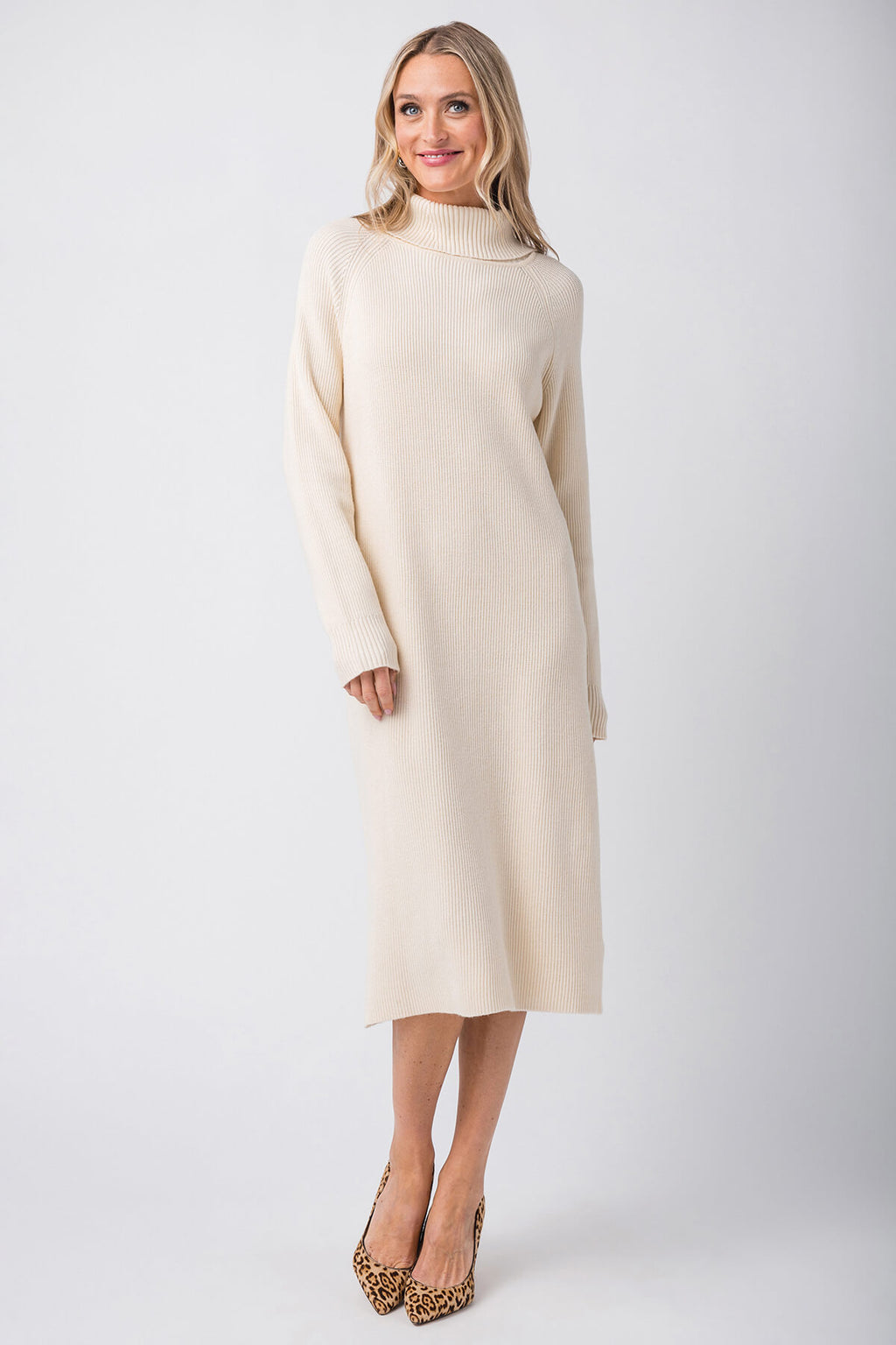 Mystree Turtle Neck Midi Sweater Dress