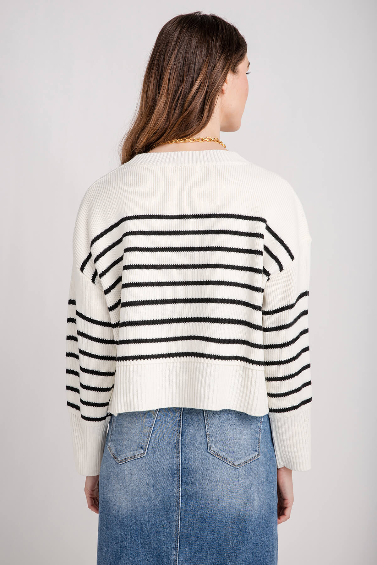 Creamon Free Stripe Crop Pullover