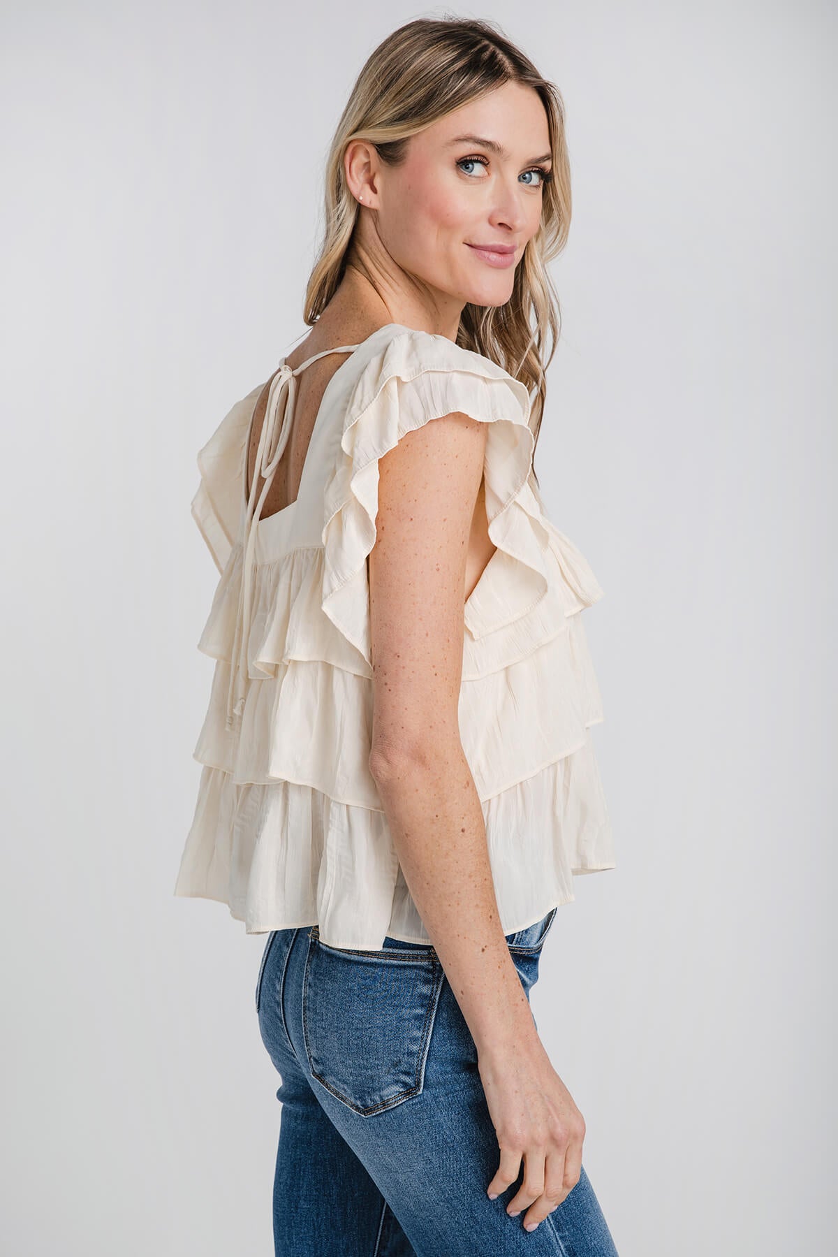 By Together Ruffle Capsleeve Top