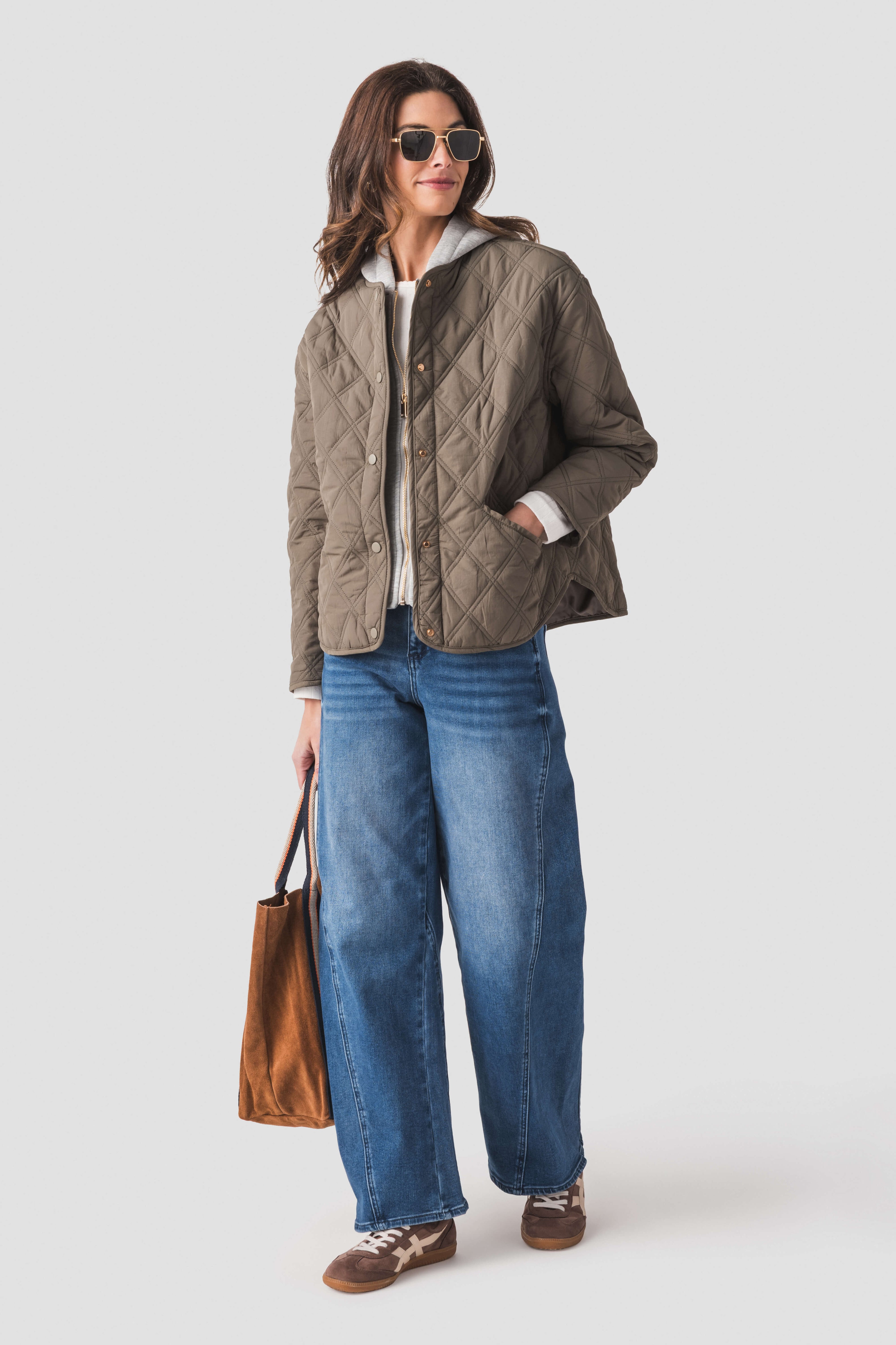 En Creme Quilted Jacket Hoodie