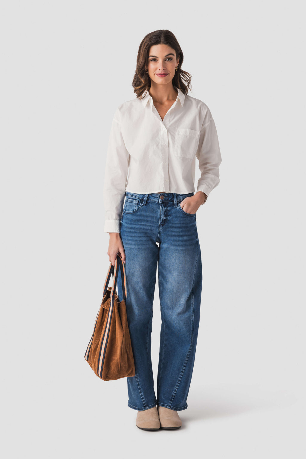 Risen Amira Mid Rise Fit Barrel Jeans