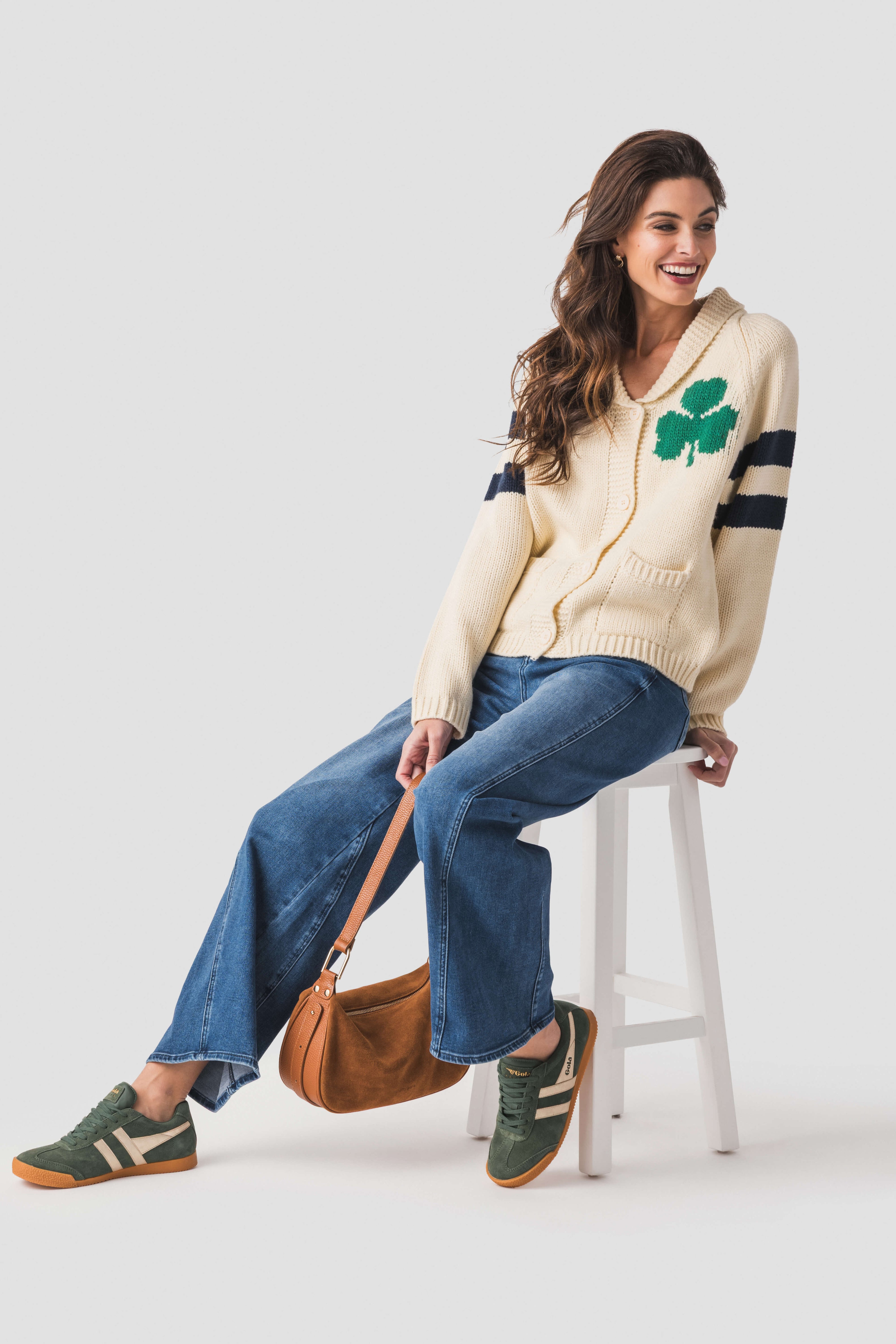 Pink Pineapple Irish Striped Varsity Cardigan